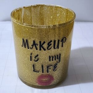 'Makeup Is My Life' Handmade Sparkly Glittery Kiss Makeup Brush Holder